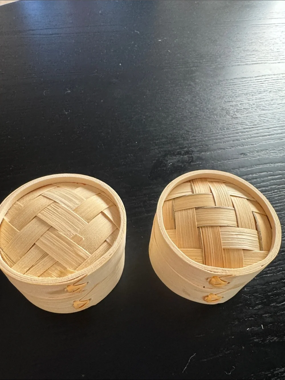 Handwoven Natural Bamboo Trinket Boxes - Set of 2